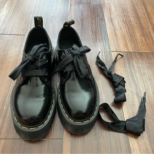 Dr. Martens Holly Women's Leather Platform Shoes, Black US 7